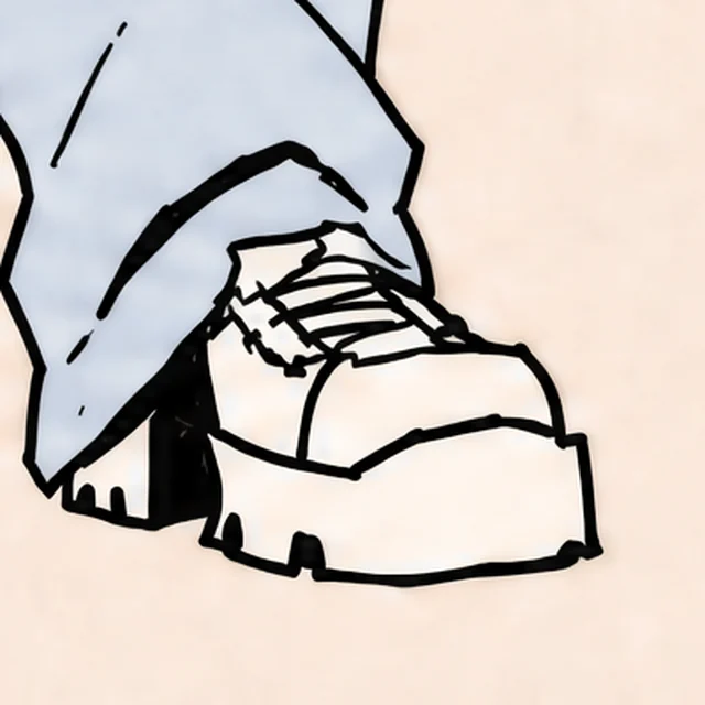 Close-up: a chunky white platform shoe.